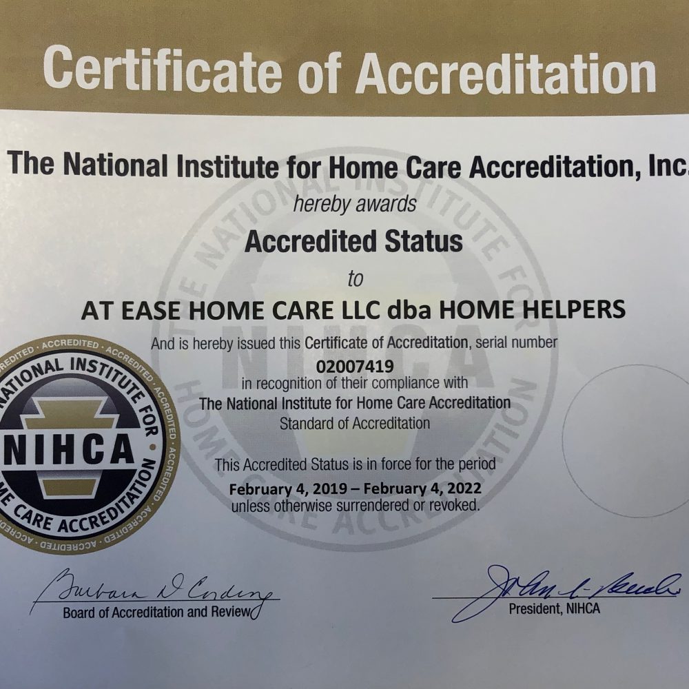 HOME HELPERS IS AWARDED NJ ACCREDITATION